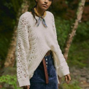 Anthro Pilcro Devenne Pointelle Pullover White S